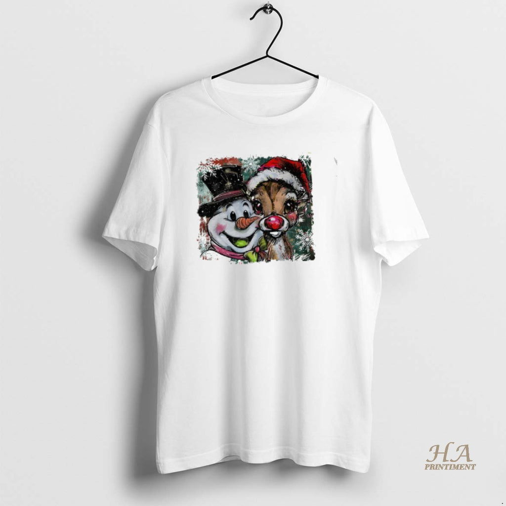 Official Christmas Snowman And Reindeer Shirt Hoodie Sweatshirt | PurePodTees.com