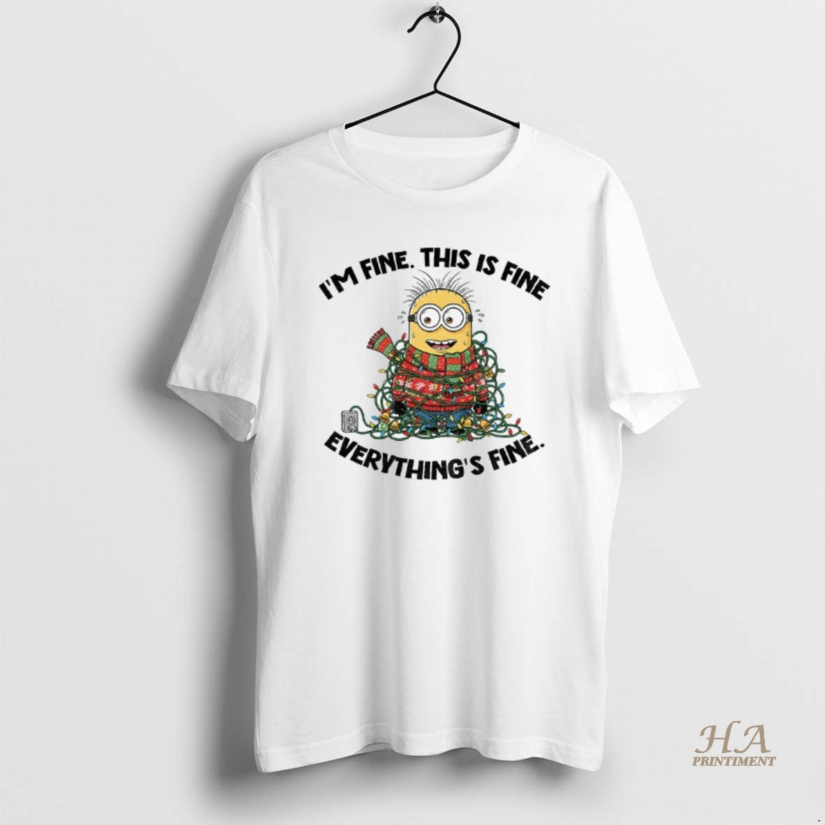 Official Christmas Minion Im Fine This Is Fine Everythings Fine Shirt Hoodie Sweatshirt | PurePodTees.com