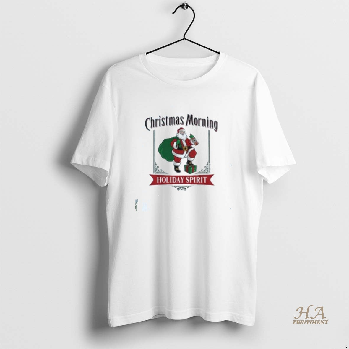 Official Christmas Morning Holiday Spirit Label Santa Claus Shirt Hoodie Sweatshirt | PurePodTees.com