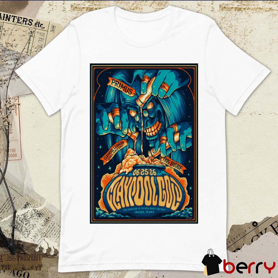 Claypool Gold Primus Tour Irving, Texas June 25 2026 The Pavilion At Toyota Music Factory Poster t-shirt