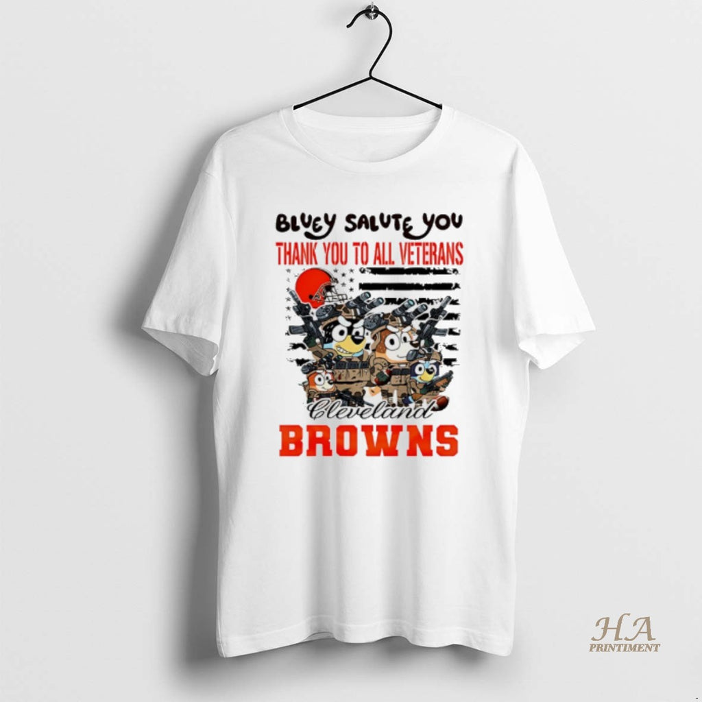 Official Cleveland Browns Bluey Salute You Thank You To All Veterans Shirt Hoodie Sweatshirt | PurePodTees.com