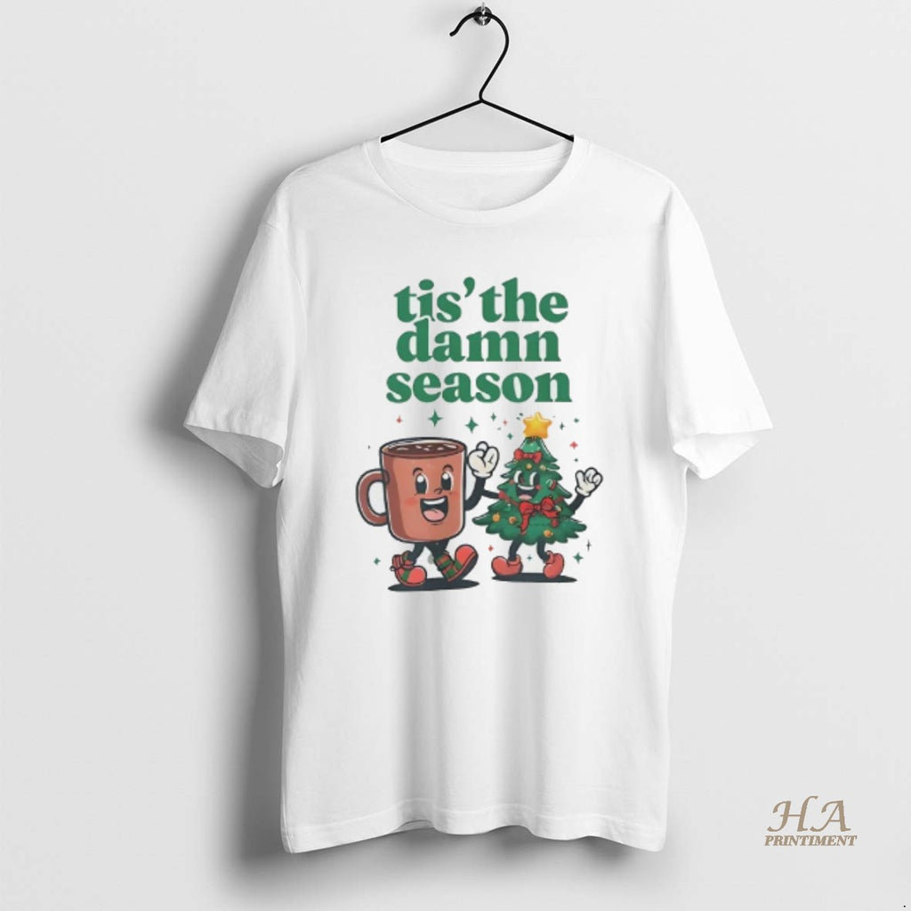 Official Coffee Christmas Tree Tis The Damn Season Shirt Hoodie Sweatshirt | PurePodTees.com