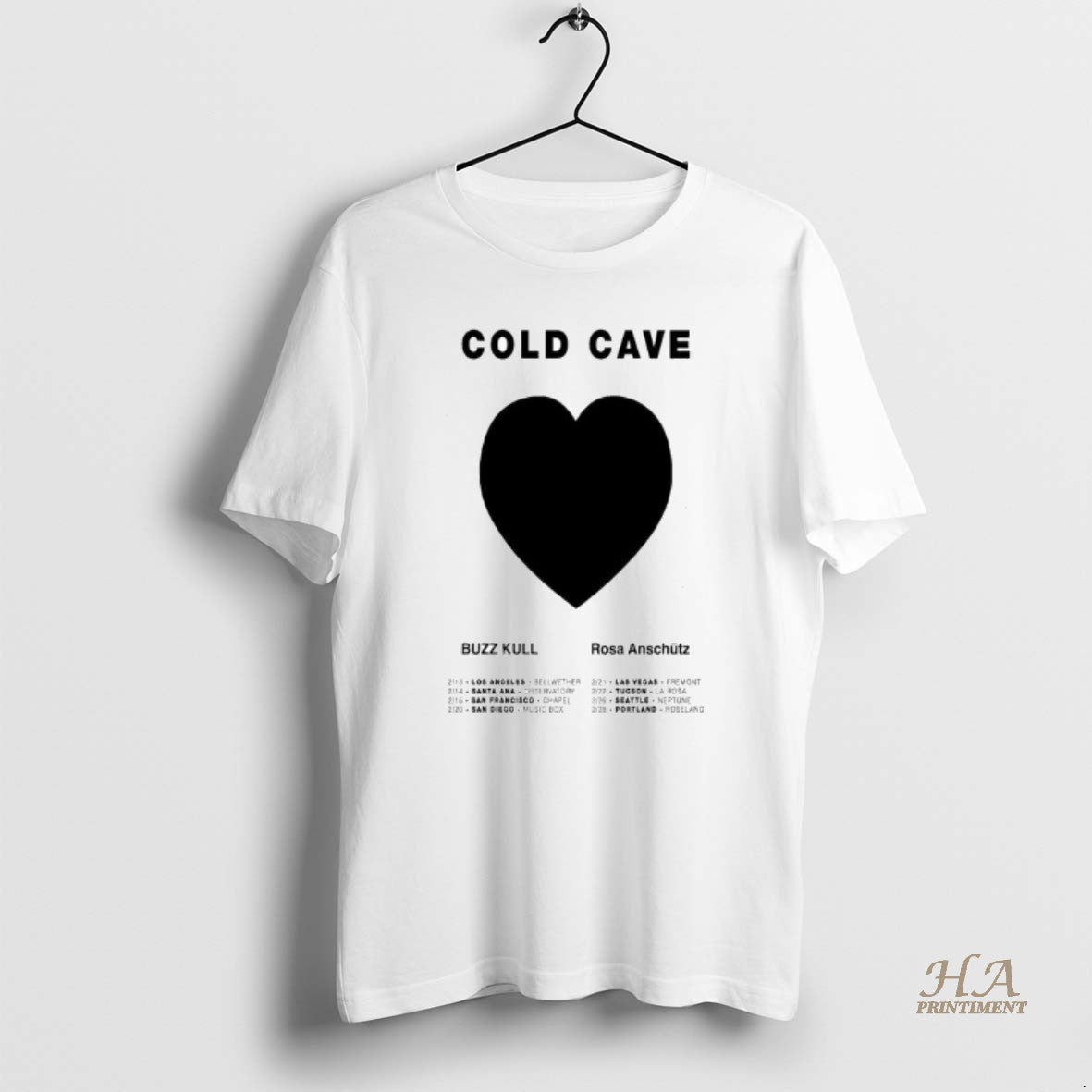 Official Cold Cave Buzzkull Rosa Anschutz Feb 2026 Tour Heart Shirt Hoodie Sweatshirt | PurePodTees.com