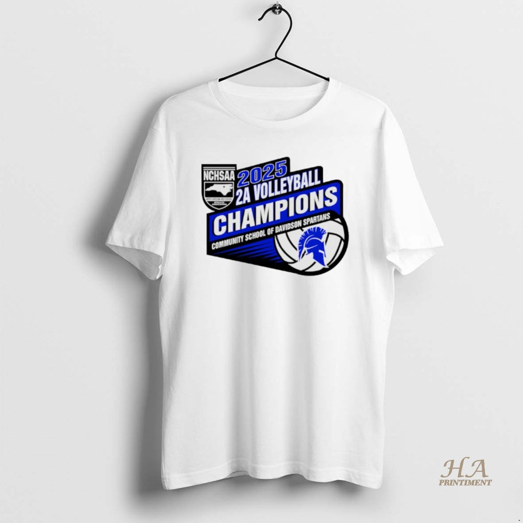 Official Community School Of Davidson Spartans 2025 Nchsaa 2a Volleyball Champions Shirt Hoodie Sweatshirt | PurePodTees.com