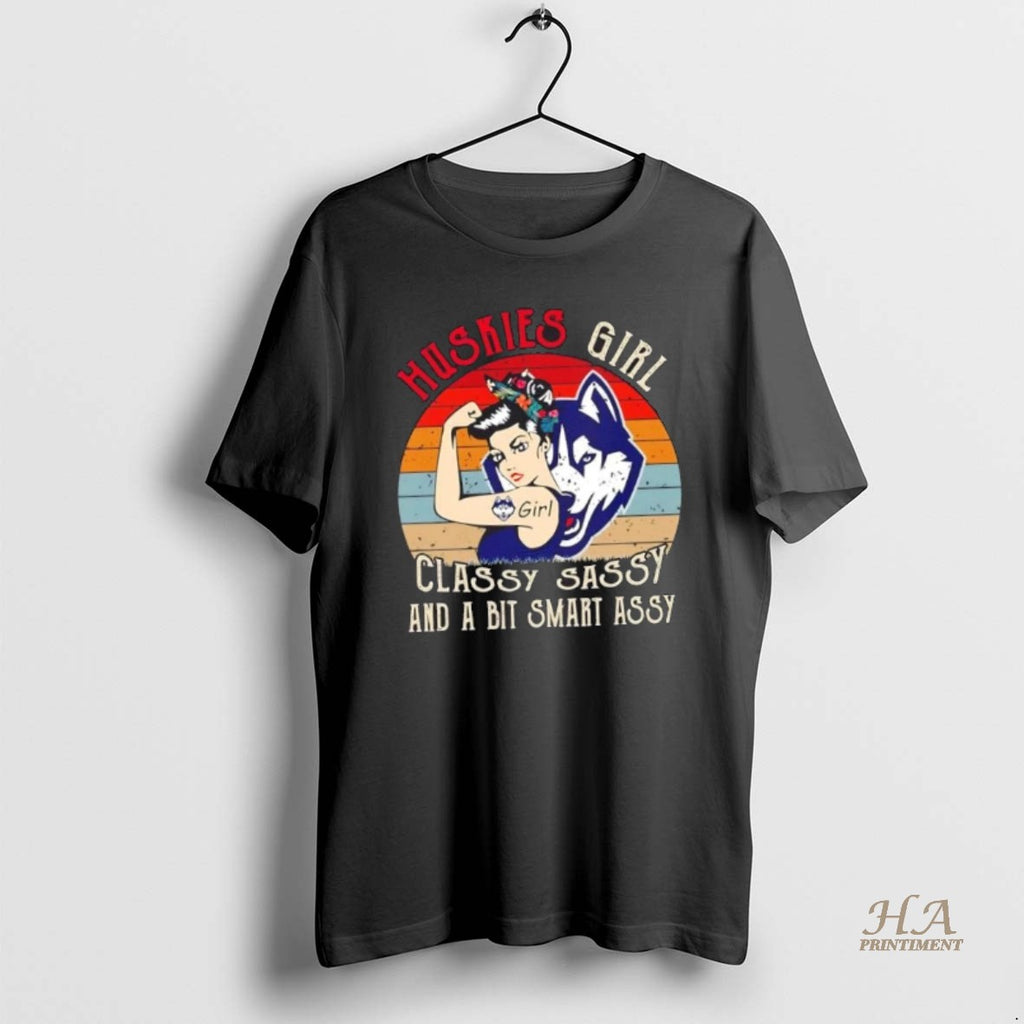 Official Connecticut Huskies Girl Classy Sassy And A Bit Smart Assy Shirt Hoodie Sweatshirt | PurePodTees.com