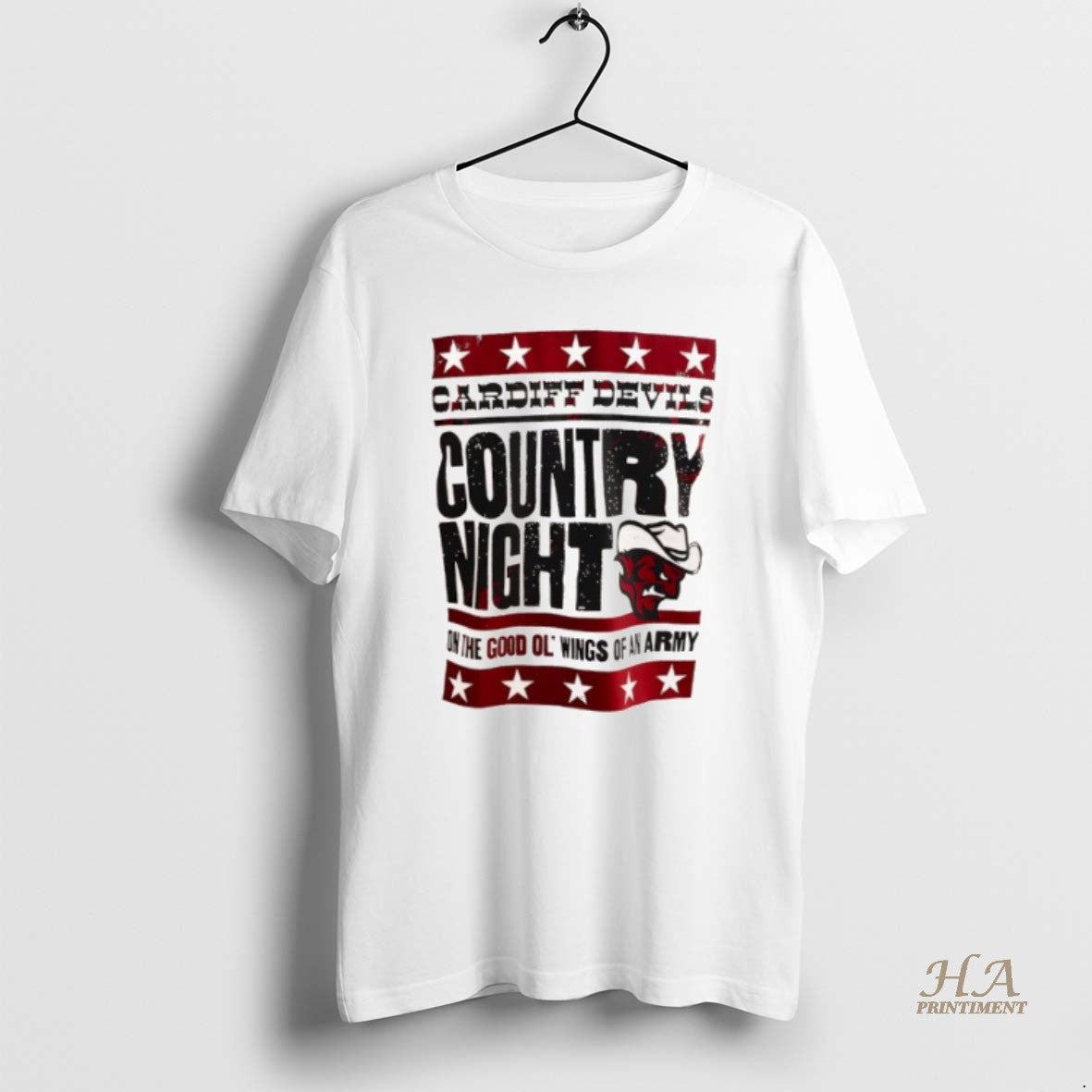 Official Country Night Cardiff Devils On The Good Ol Wings Of An Army Logo Shirt Hoodie Sweatshirt | PurePodTees.com