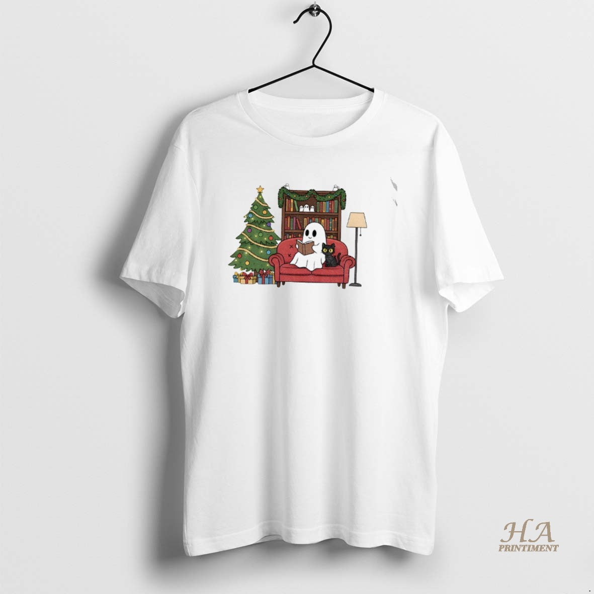 Official Cute Ghost Reading Book Christmas Shirt Hoodie Sweatshirt | PurePodTees.com