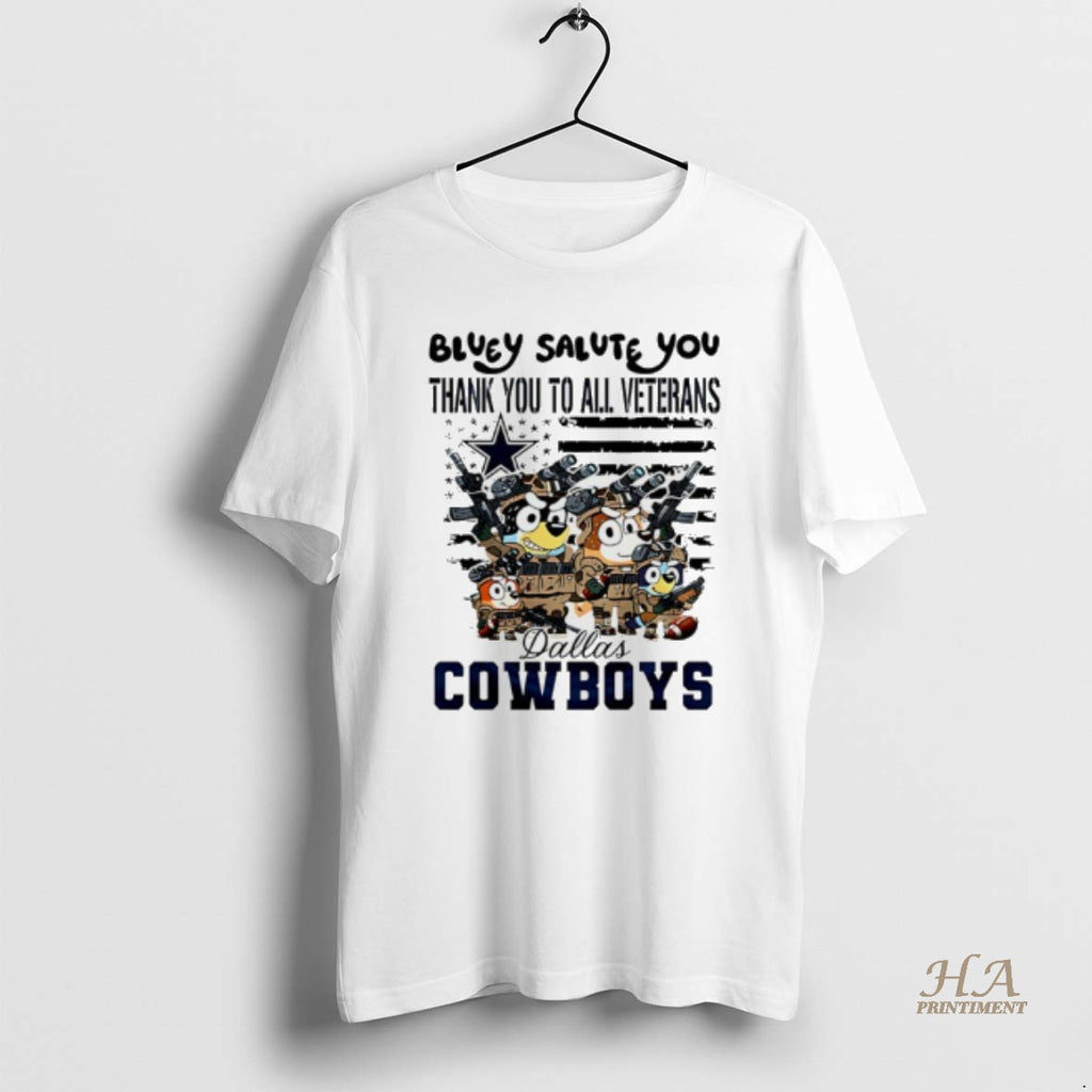 Official Dallas Cowboys Bluey Salute You Thank You To All Veterans Shirt Hoodie Sweatshirt | PurePodTees.com