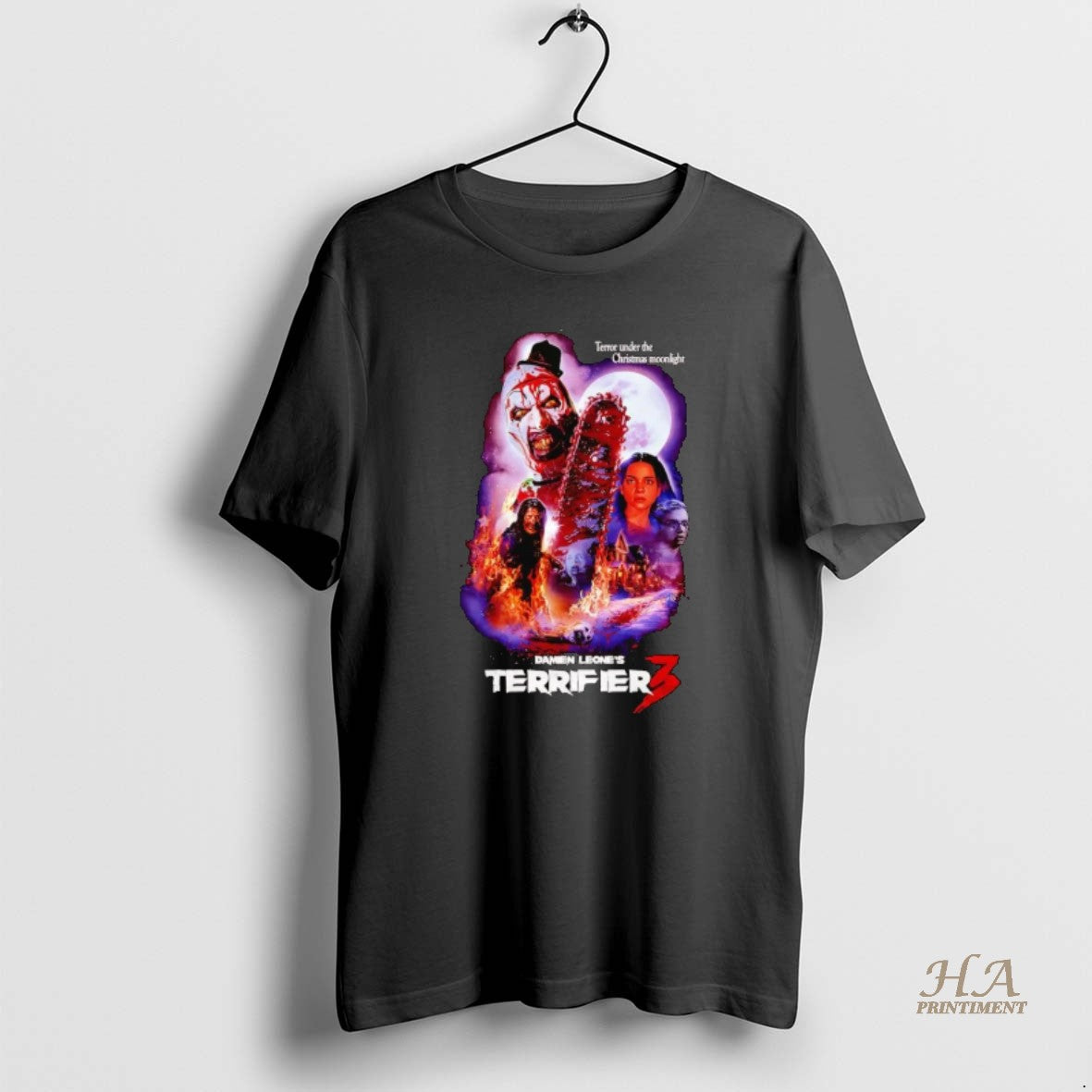Official Damien Leones Terrifier 3 Terror Under The Christmas Moonlight Shirt Hoodie Sweatshirt | PurePodTees.com