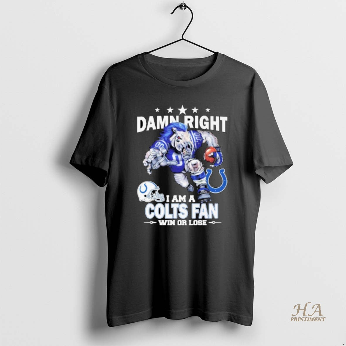 Official Damn Right I Am A Indianapolis Colts Fan Win Or Lose Mascot Shirt Hoodie Sweatshirt | PurePodTees.com