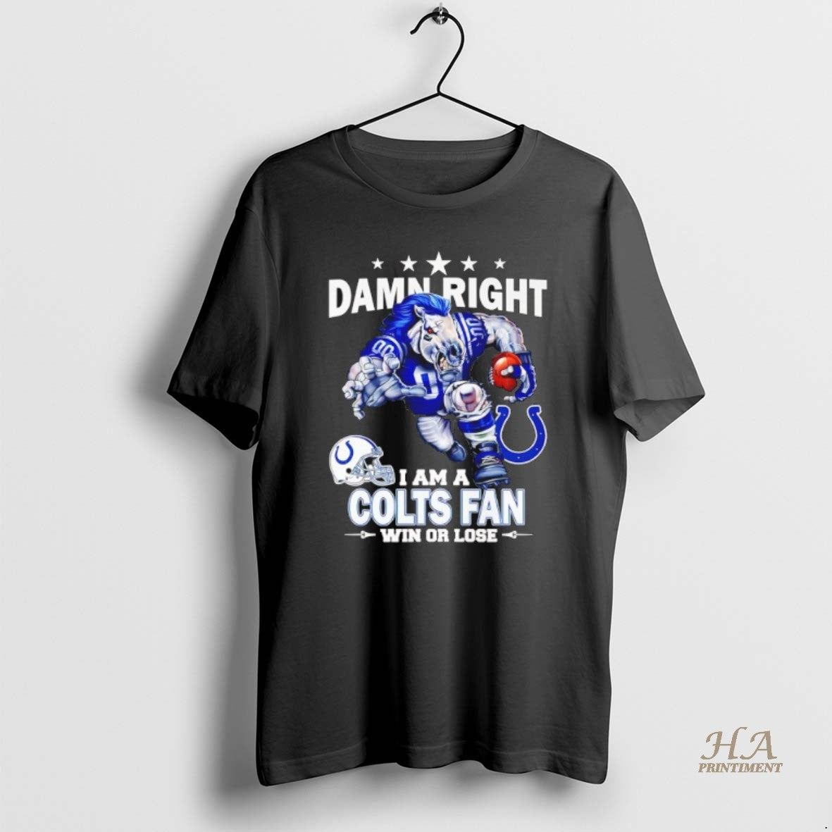 Official Damn Right I Am A Idianapolis Colts Fan Win Or Lose Mascot Shirt Hoodie Sweatshirt | PurePodTees.com