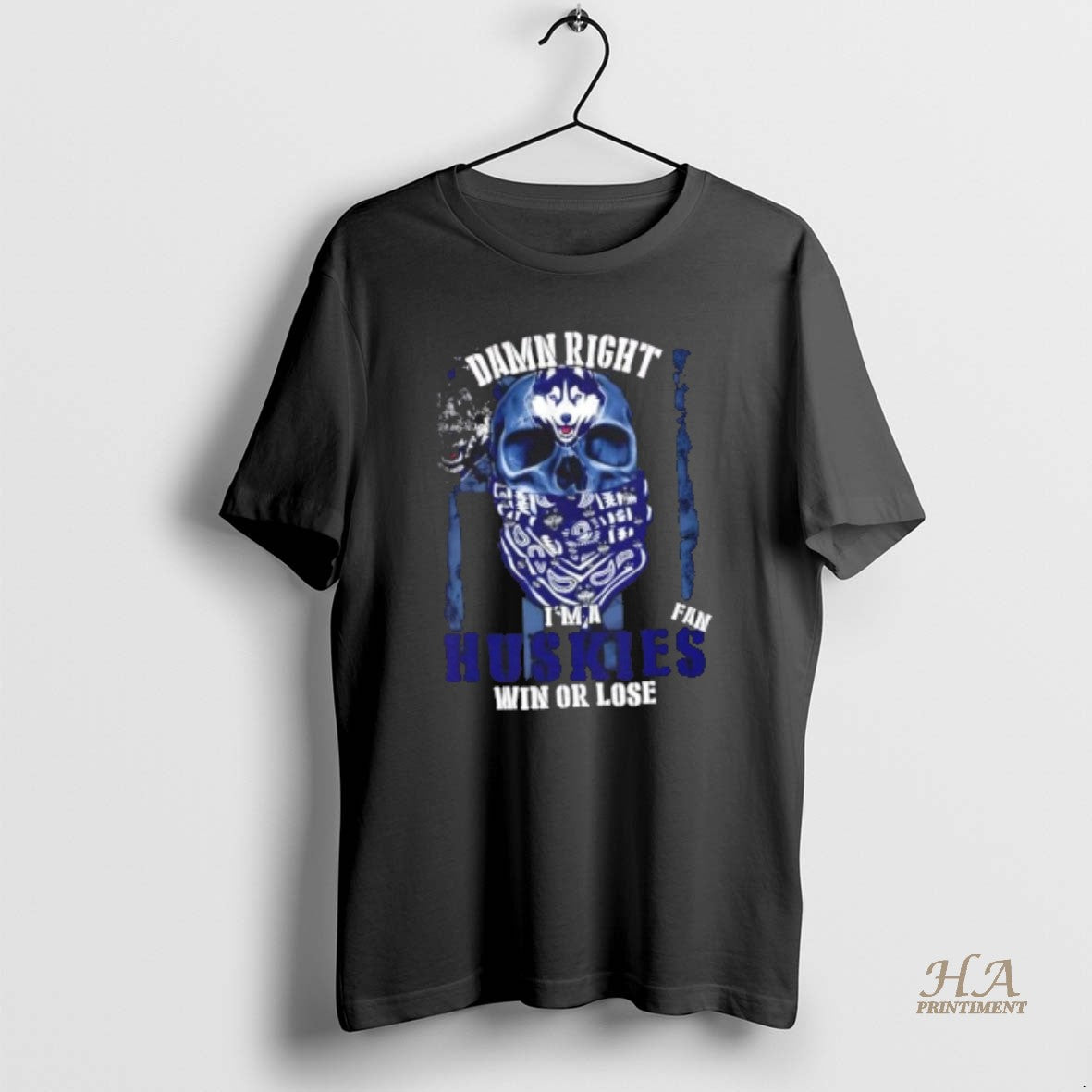 Official Damn Right Im A Connecticut Huskies Fan Win Or Lose Us Flag Shirt Hoodie Sweatshirt | PurePodTees.com