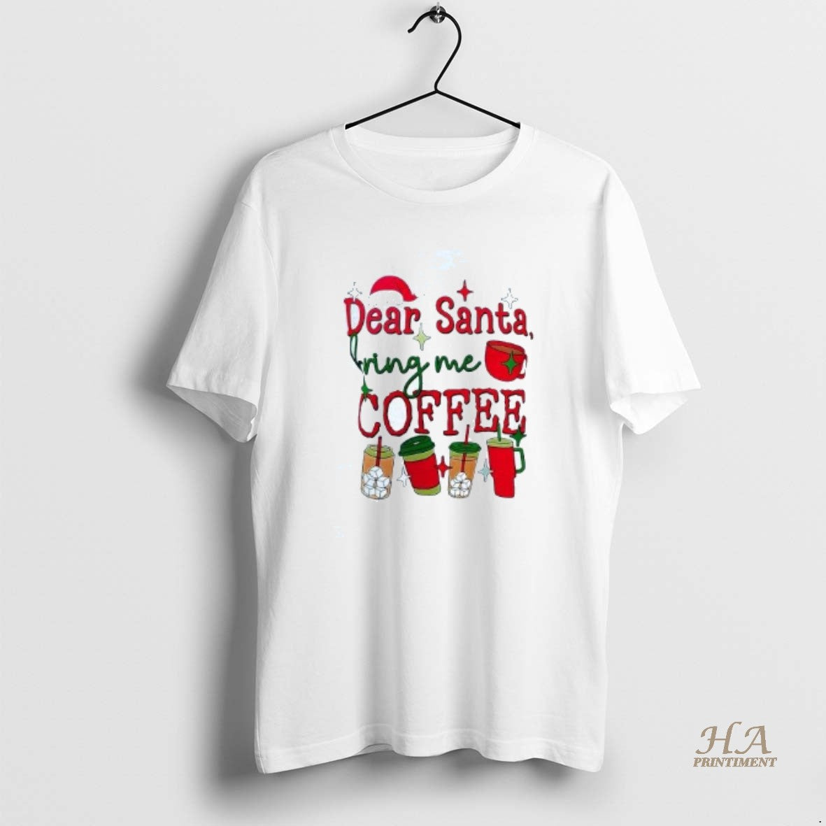 Official Dear Santa Bring Me Coffee Christmas Shirt Hoodie Sweatshirt | PurePodTees.com