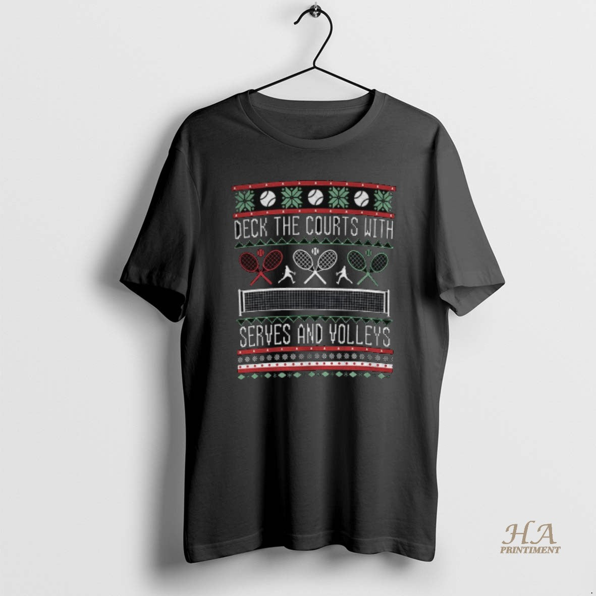 Official Deck The Courts With Serves And Volleys Tennis Merry Christmas Shirt Hoodie Sweatshirt | PurePodTees.com