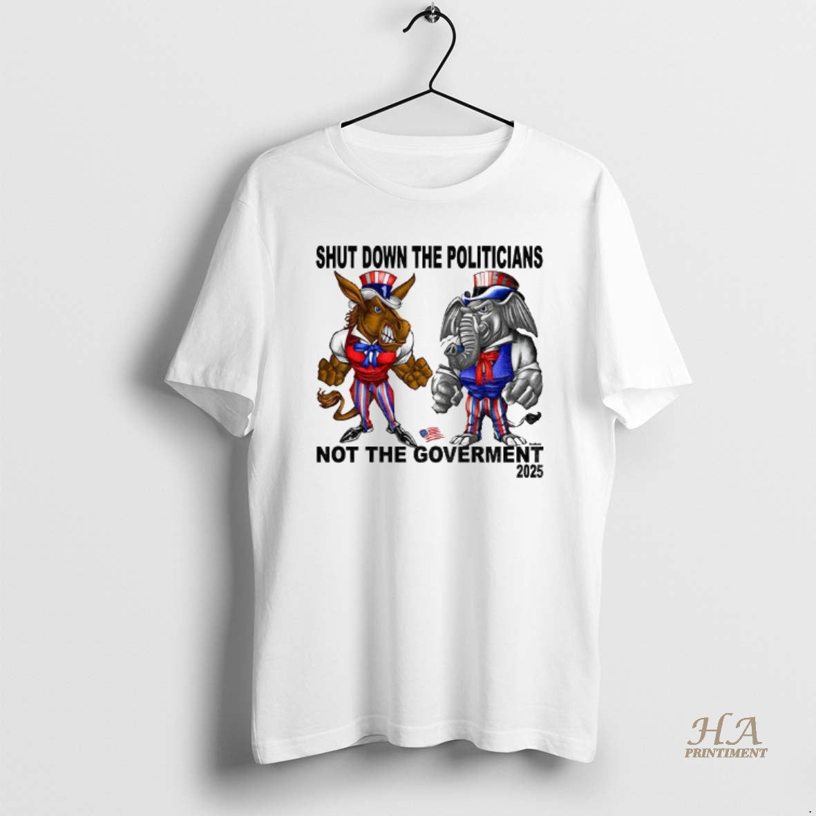 Official Democrat Donkey And Republican Elephant 2025 Shutdown The Politicians Not The Government Shirt Hoodie Sweatshirt
