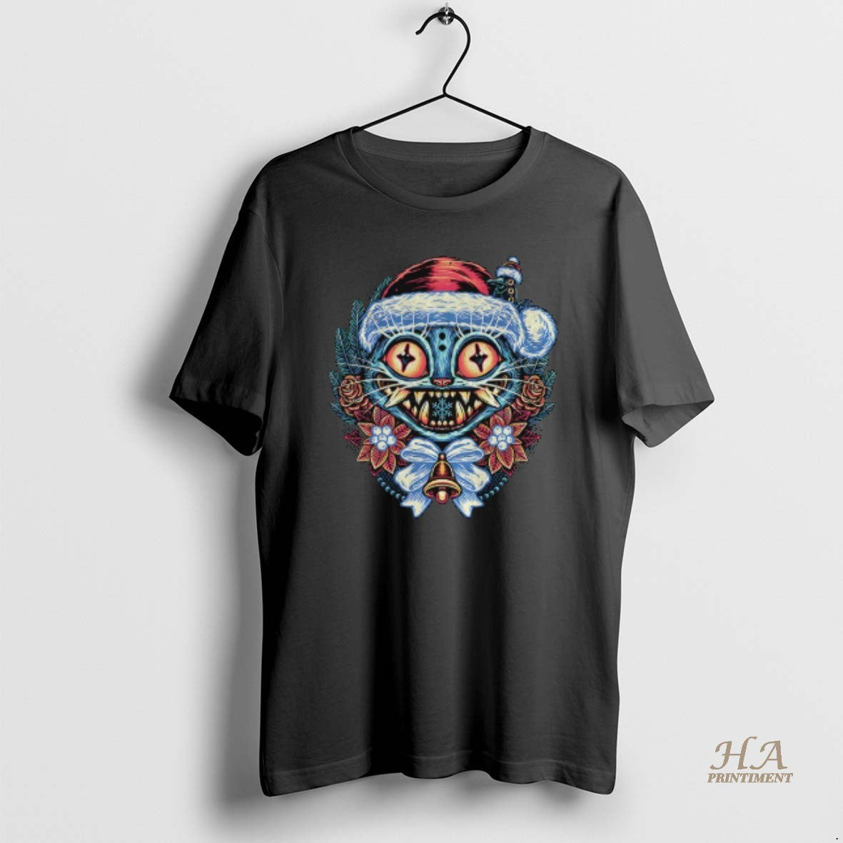 Official Derpy Tiger In A Santa Hat Art Kpop Demon Hunter Merry Christmas Shirt Hoodie Sweatshirt | PurePodTees.com