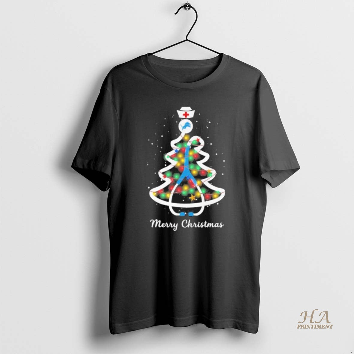 Official Detroit Lions Nurse Tree Merry Christmas Shirt Hoodie Sweatshirt | PurePodTees.com