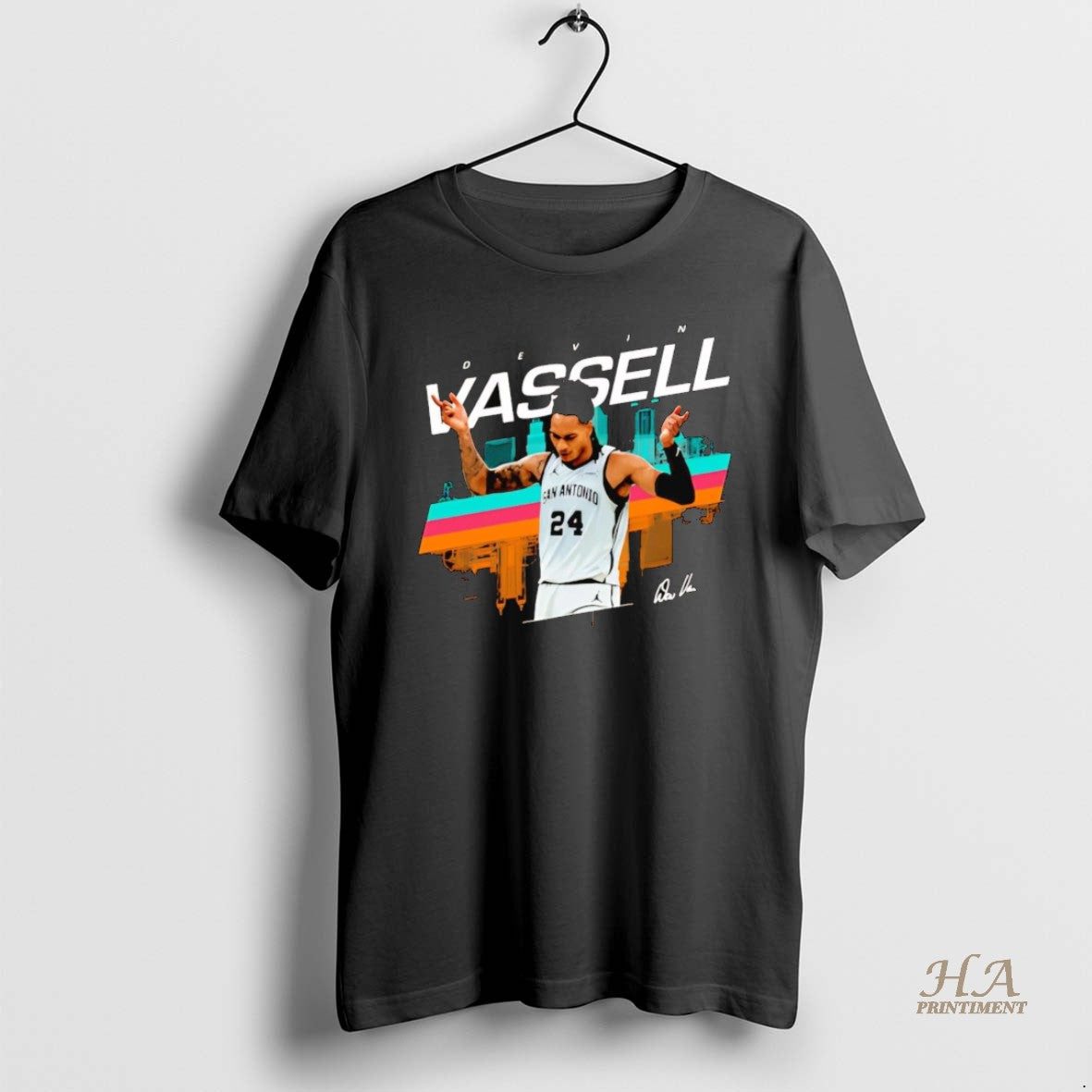 Official Devin Vassell Skyline Signature San Antonio Spurs Shirt Hoodie Sweatshirt | PurePodTees.com