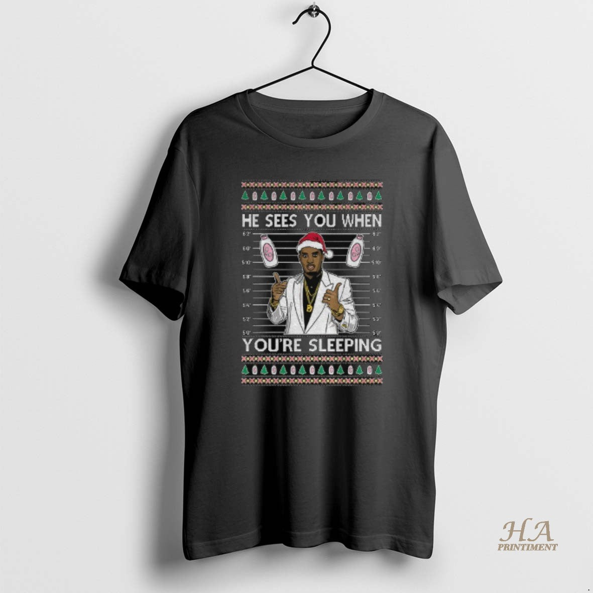 Official Diddy Sees You When Youre Sleeping Ugly Christmas 2025 Shirt Hoodie Sweatshirt | PurePodTees.com