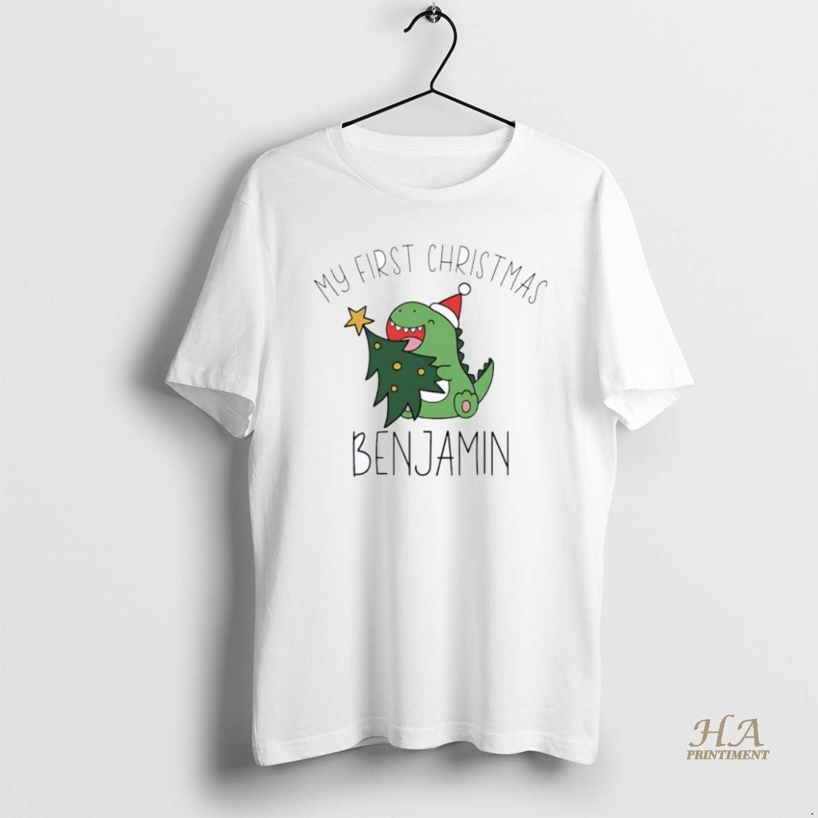 Official Dinosaur Xmas Babys First Christmas Personalized Ornaments White Shirt Hoodie Sweatshirt | PurePodTees.com