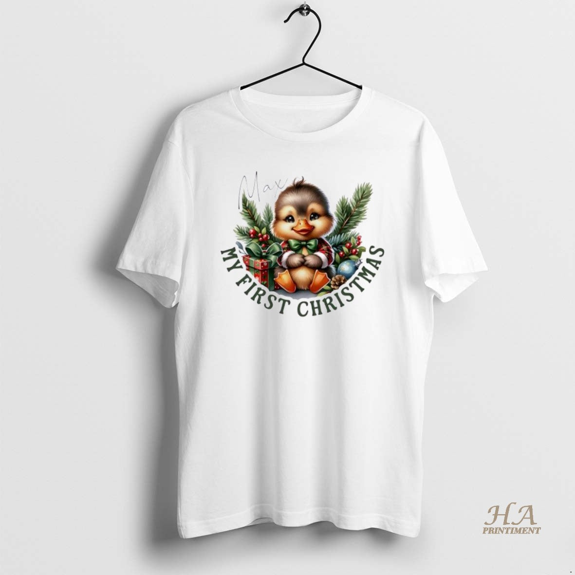 Official Duck Cute Xmas Babys First Christmas Personalized Ornaments White Shirt Hoodie Sweatshirt | PurePodTees.com