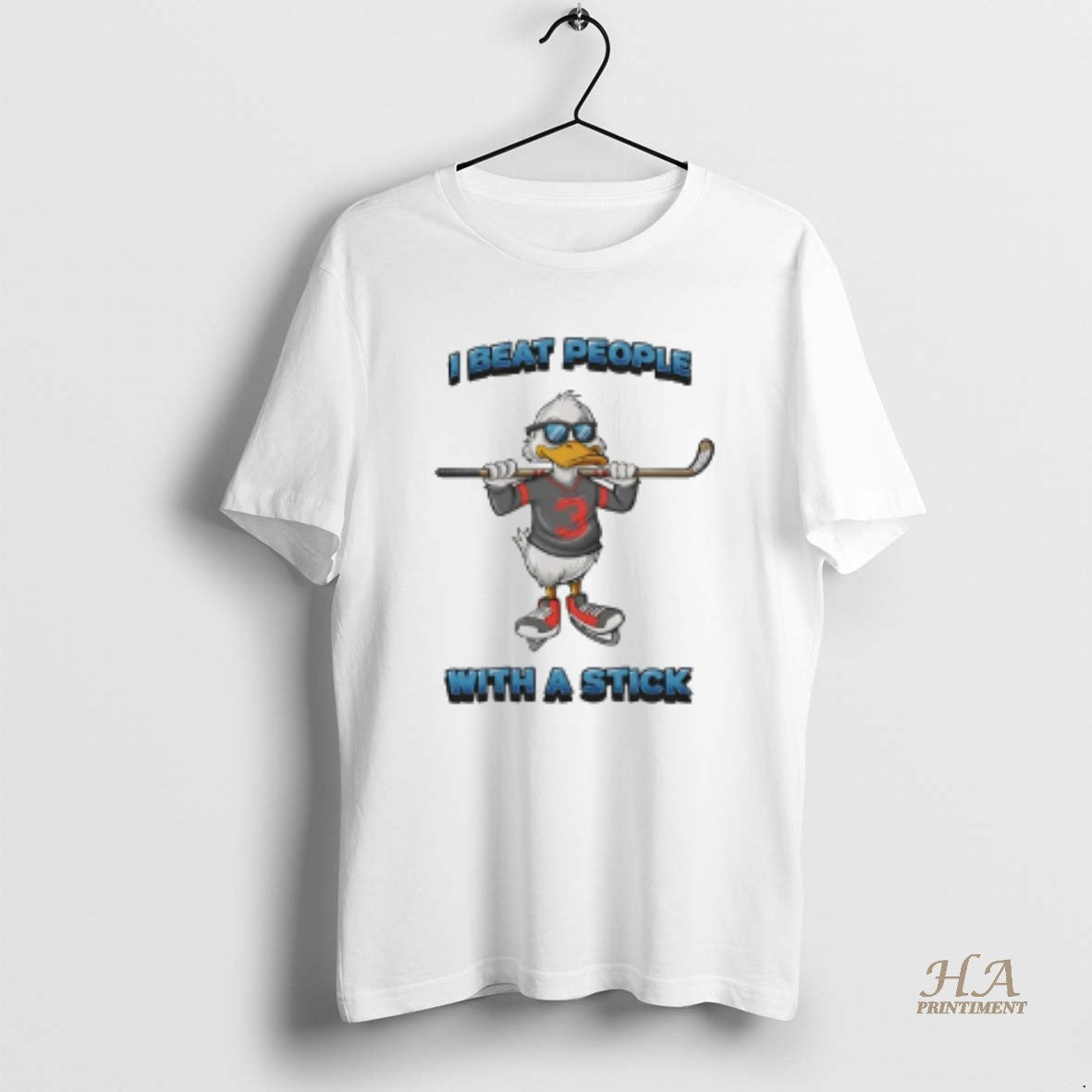 Official Duck Hockey I Beat People With A Stick Shirt Hoodie Sweatshirt | PurePodTees.com