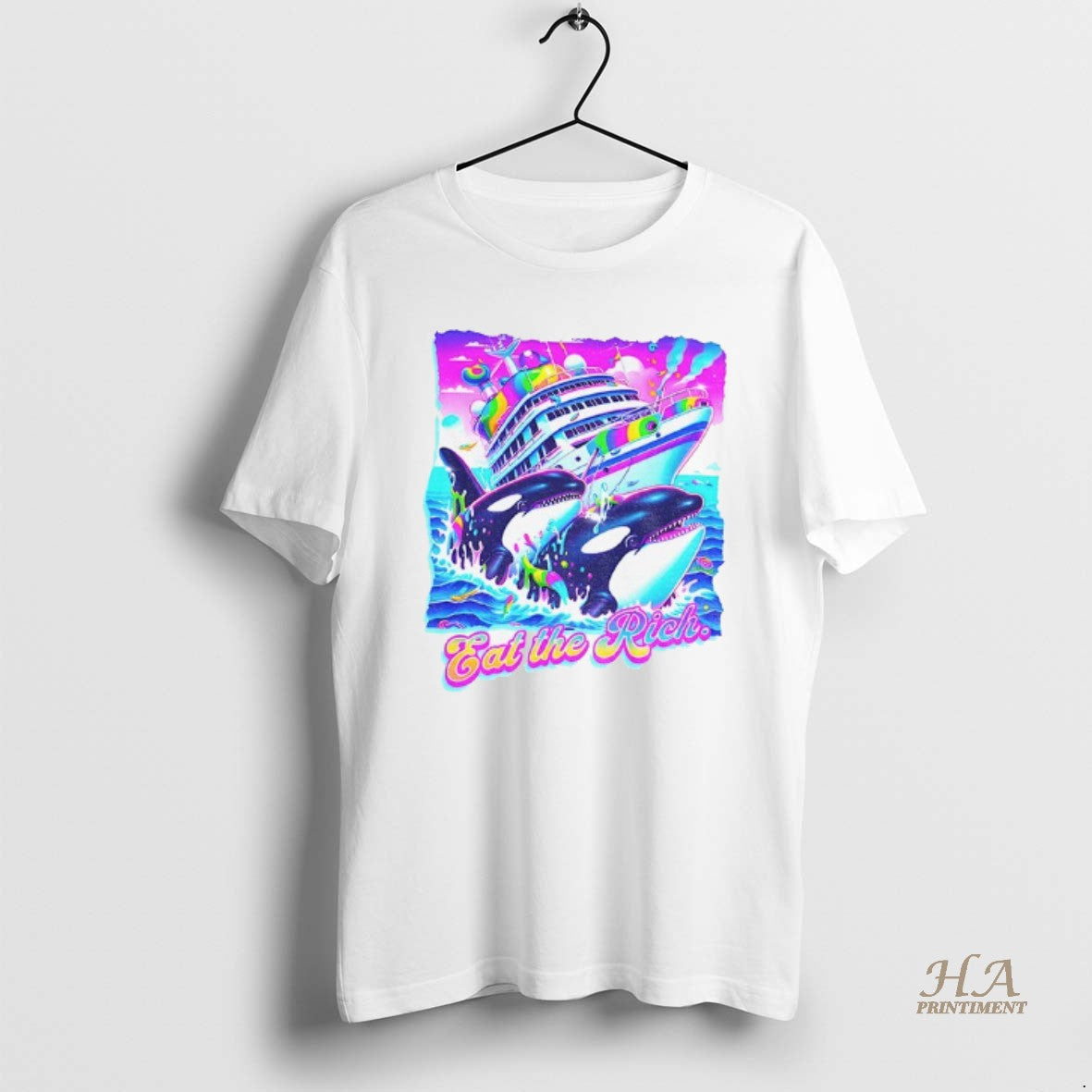 Official Eat The Rich Orca Whale Retro Shirt Hoodie Sweatshirt | PurePodTees.com