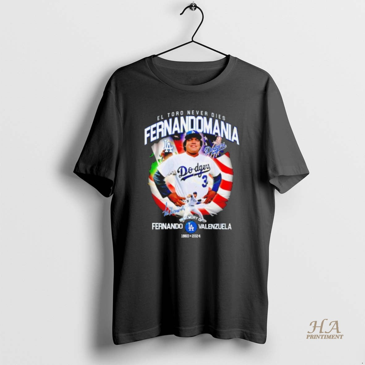 Official El Toro Never Dies Fernando Valenzuela Los Angeles Dodgers 1960 2024 Black Shirt Hoodie Sweatshirt | PurePodTees.com