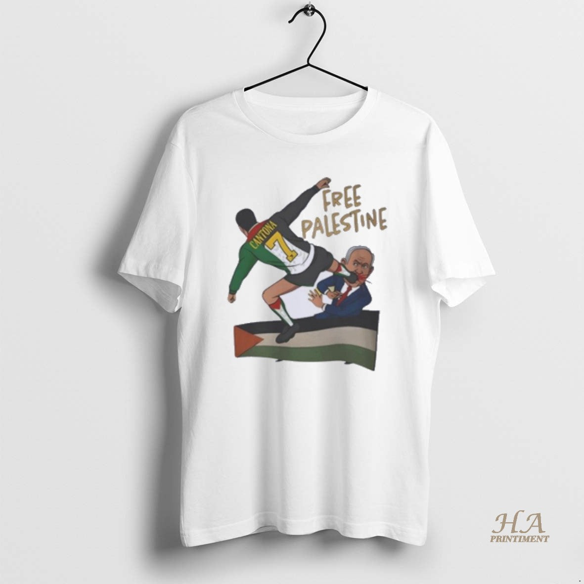 Official Eric Cantona Kick Free Palestine Shirt Hoodie Sweatshirt | PurePodTees.com