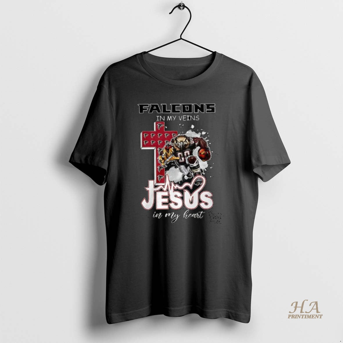 Official Falcons In My Veins Jesus In My Heart Mascot Shirt Hoodie Sweatshirt | PurePodTees.com