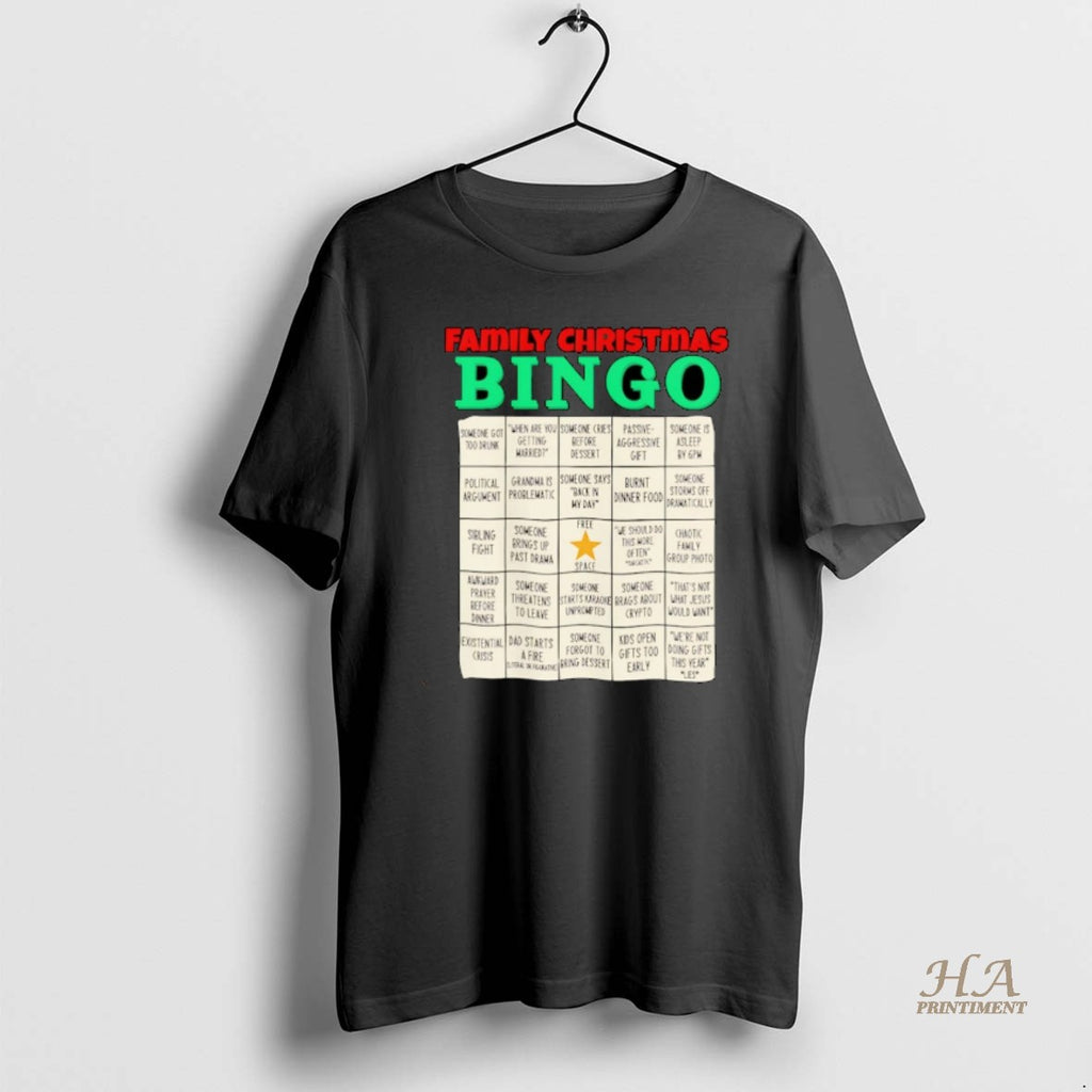 Official Family Christmas Bingo Free Space Christmas Ornaments Shirt Hoodie Sweatshirt | PurePodTees.com