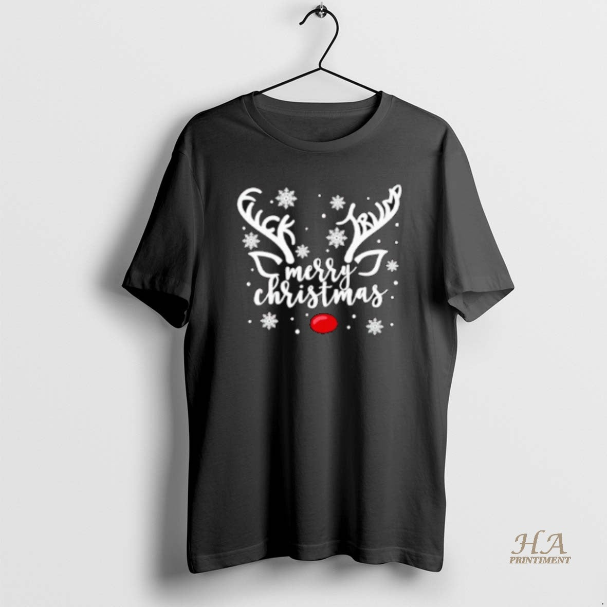 Official Fck Trump Merry Christmas Reindeer Horns Shirt Hoodie Sweatshirt | PurePodTees.com