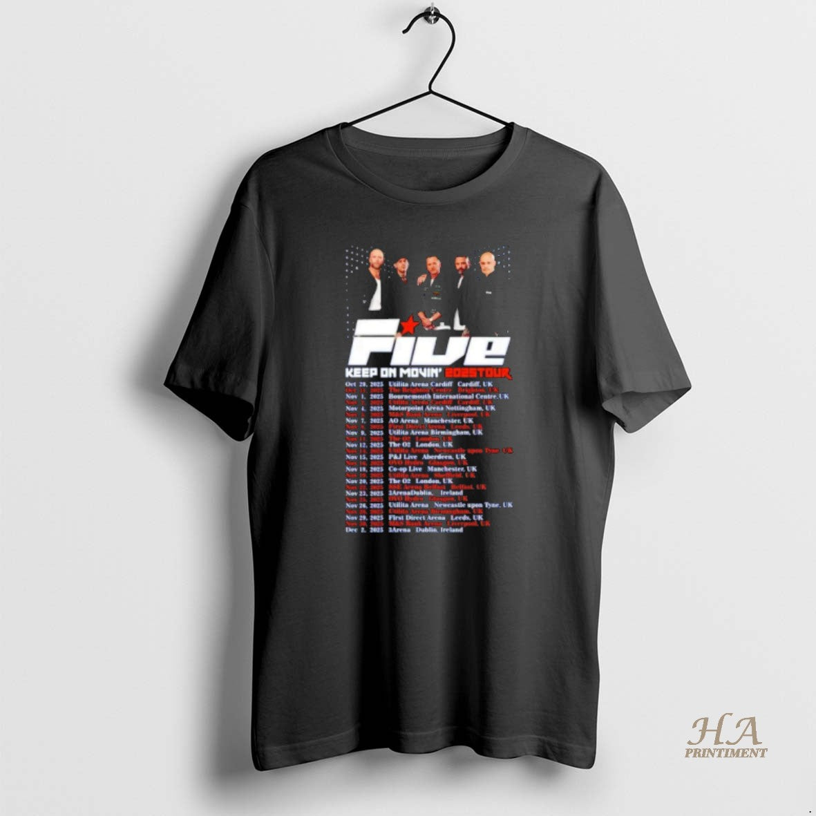 Official Five Band Keep On Movin 2025 Tour World Tour Shirt Hoodie Sweatshirt | PurePodTees.com