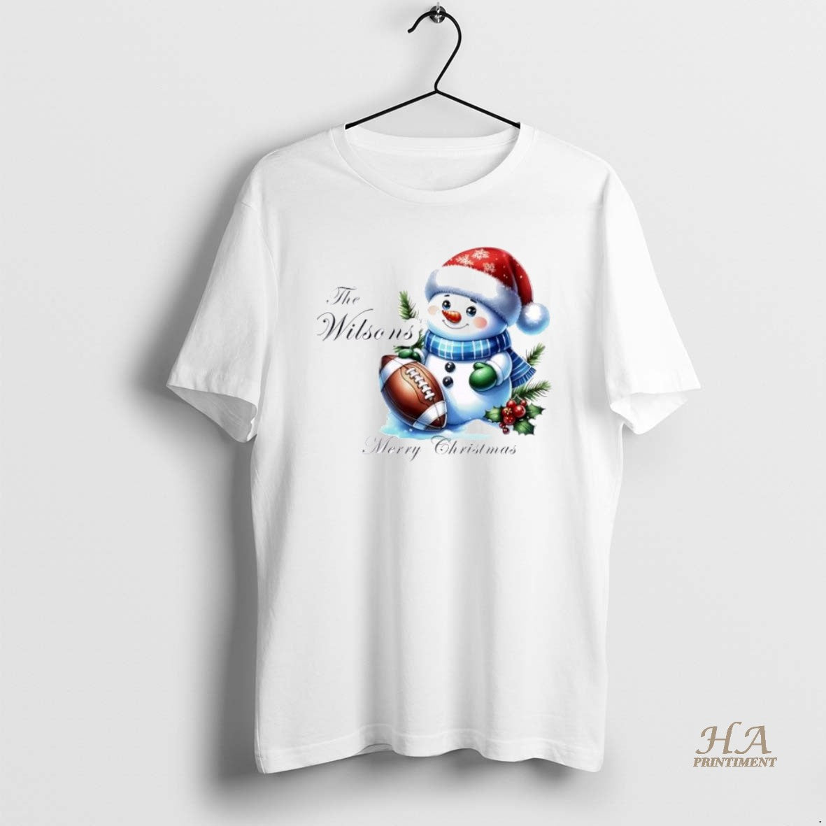 Official Football Snowman Xmas Babys First Christmas Personalized Ornaments White Shirt Hoodie Sweatshirt | PurePodTees.com