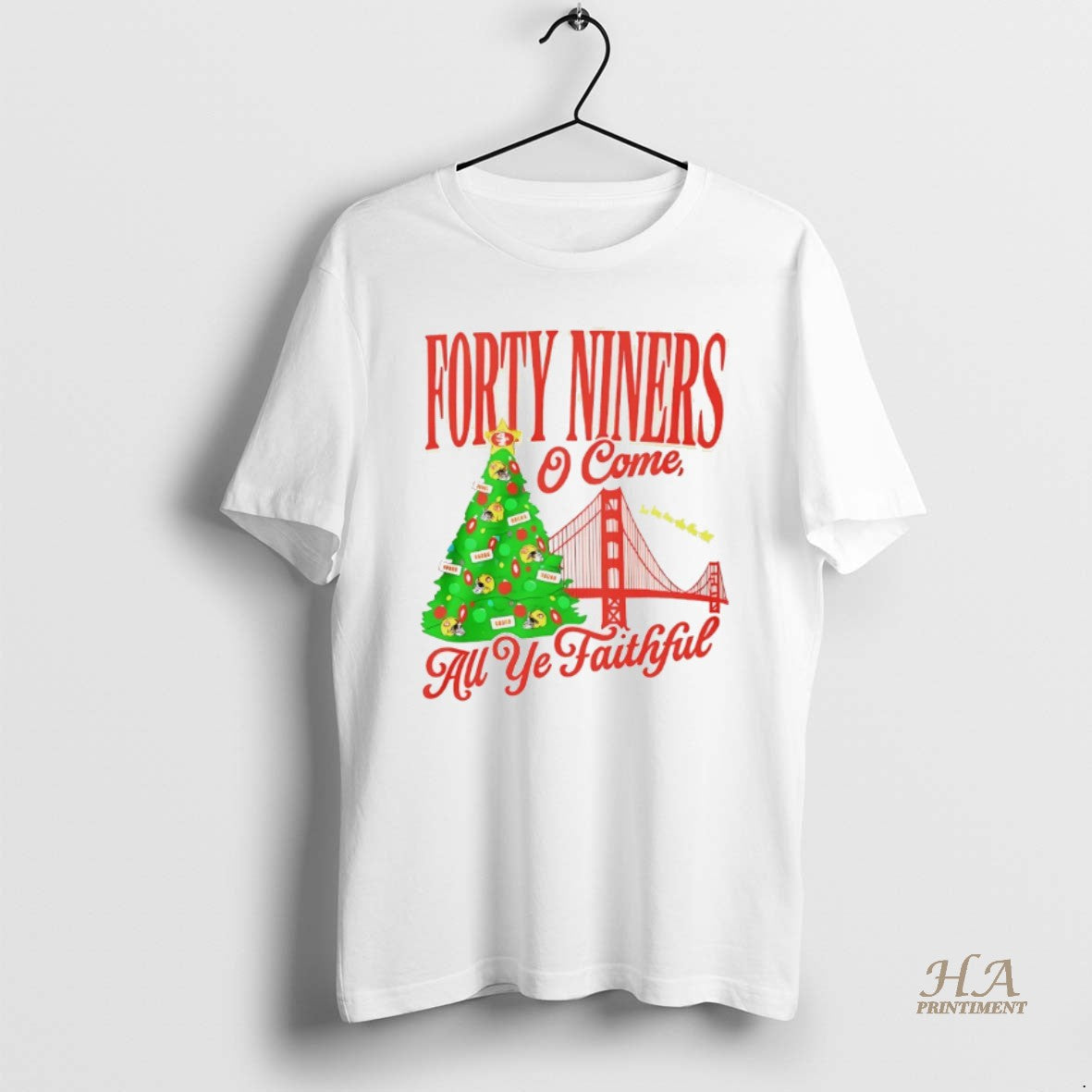 Official Forty Niners O Come All Ye Faithful Sf 49ers Christmas Shirt Hoodie Sweatshirt | PurePodTees.com