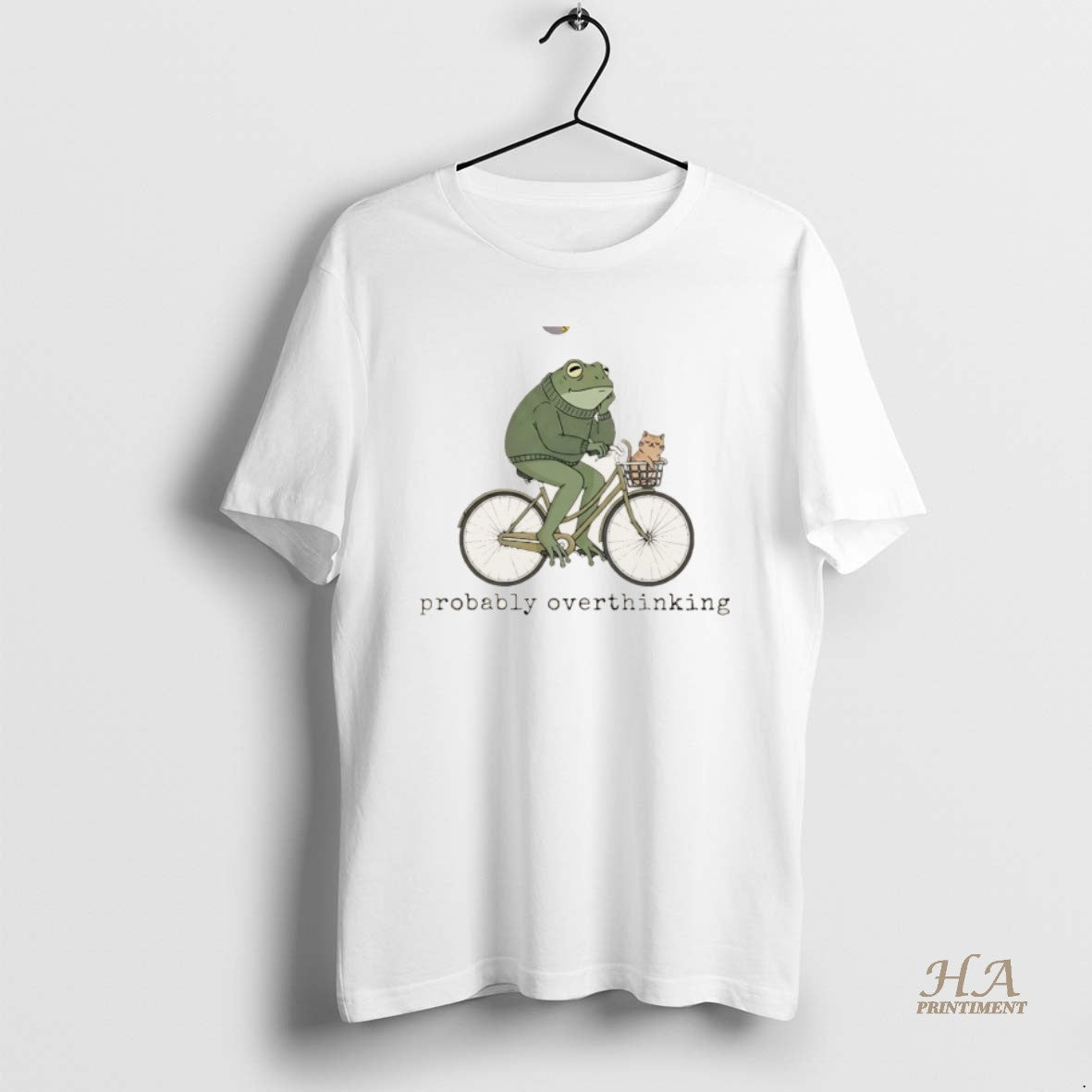 Official Frog Riding A Bike With Cat Probably Overthinking Funny Meme Christmas Shirt Hoodie Sweatshirt | PurePodTees.com