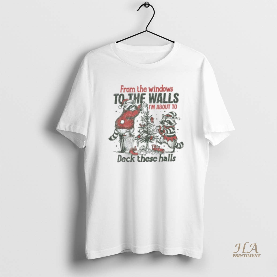Official From The Windows To The Walls Funny Raccoon Christmas Shirt Hoodie Sweatshirt | PurePodTees.com