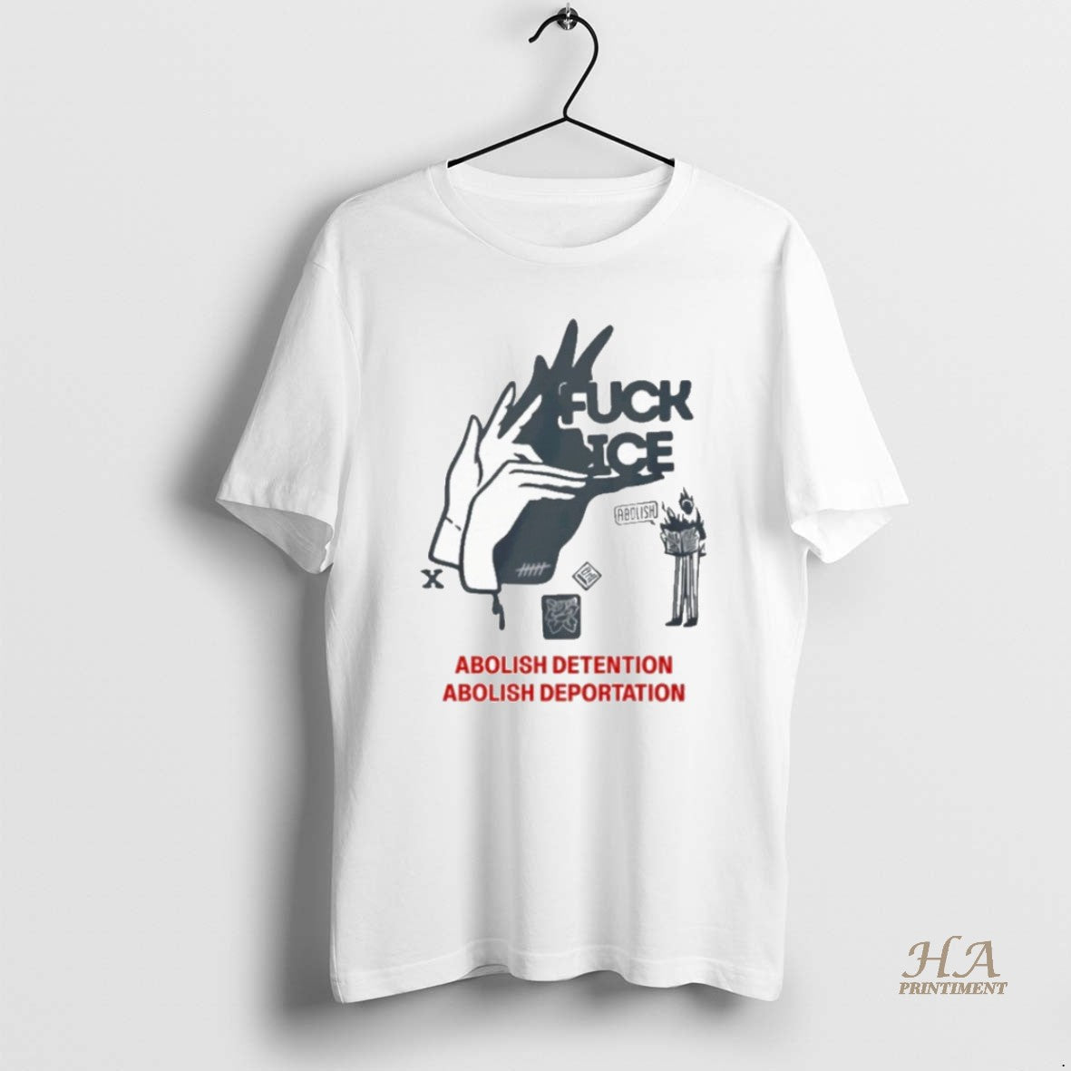 Official Fuck Ice And No Kings Abolish Detention Abolish Deportation Hand Shirt Hoodie Sweatshirt | PurePodTees.com