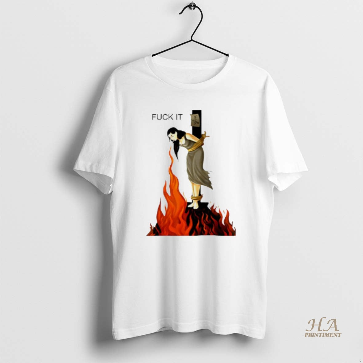 Official Fuck It Woman Hanging On A Cross Smoking Shirt Hoodie Sweatshirt | PurePodTees.com