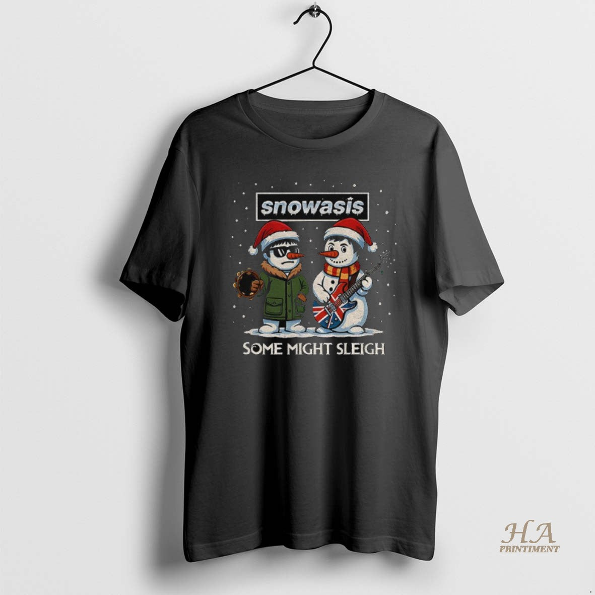 Official Funny Christmas Snowasis Some Might Sleigh Snowman Rock Band Parody Holiday Shirt Hoodie Sweatshirt