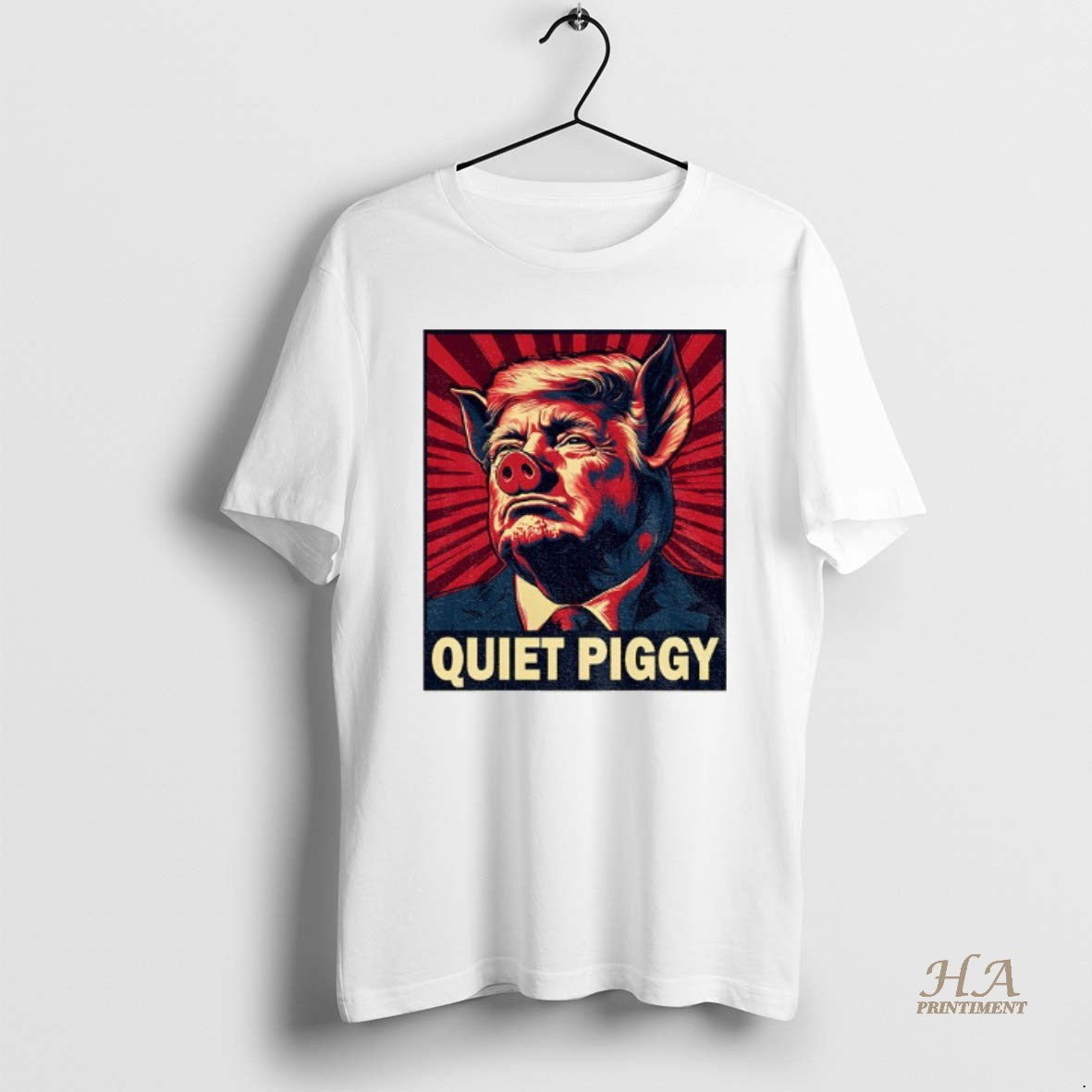 Official Funny Trump Viral Interview Saying Quiet Quiet Piggy Shirt Hoodie Sweatshirt | PurePodTees.com