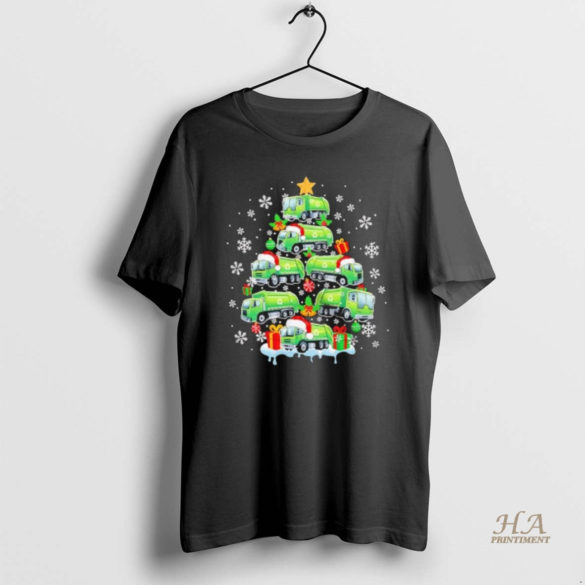 Official Garbage Truck Santa Christmas Tree Joyful Driver Boys Family Black Shirt Hoodie Sweatshirt | PurePodTees.com