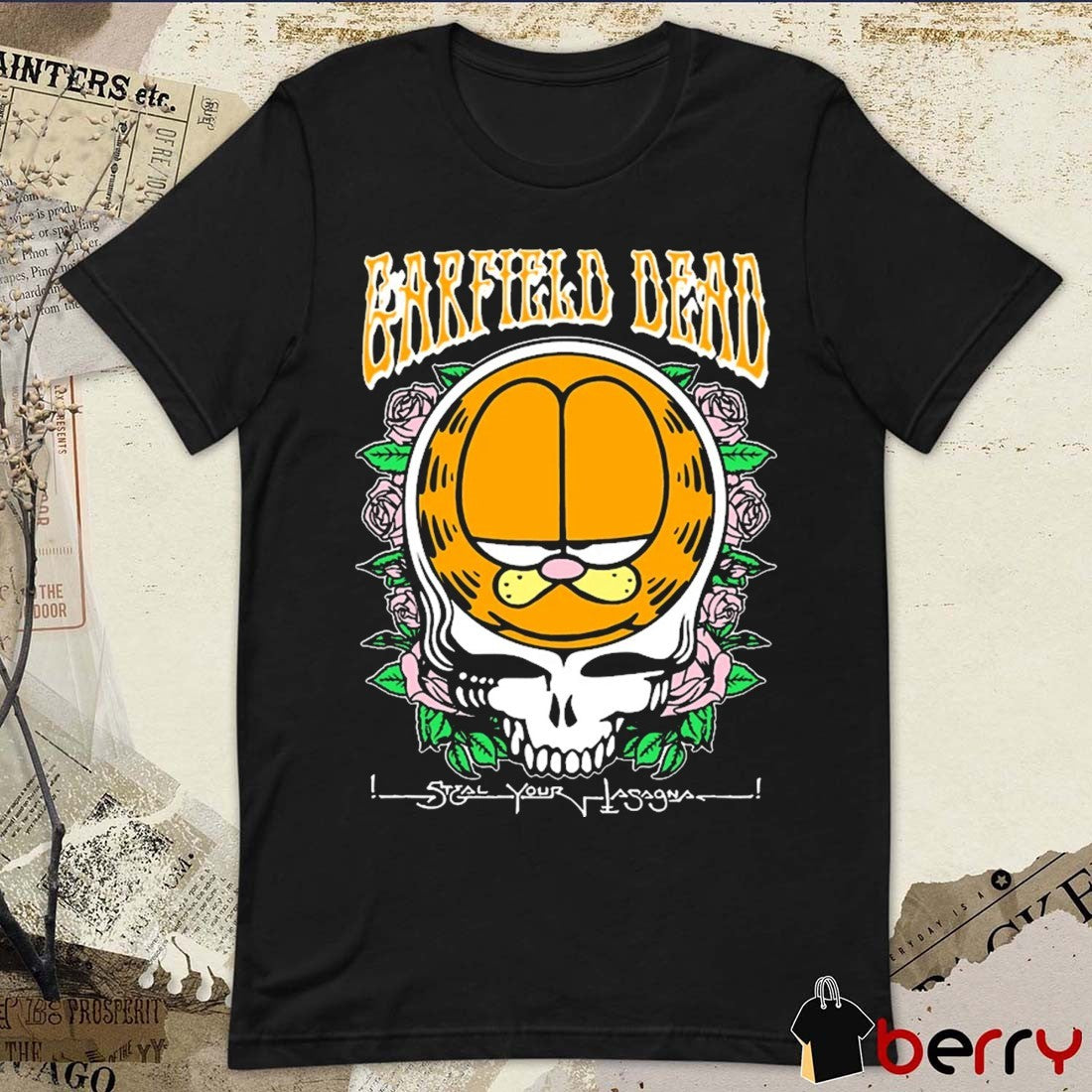 Garfield Dead Steal Your Lasagna Skull Boss Dog Art Dept. t-shirt