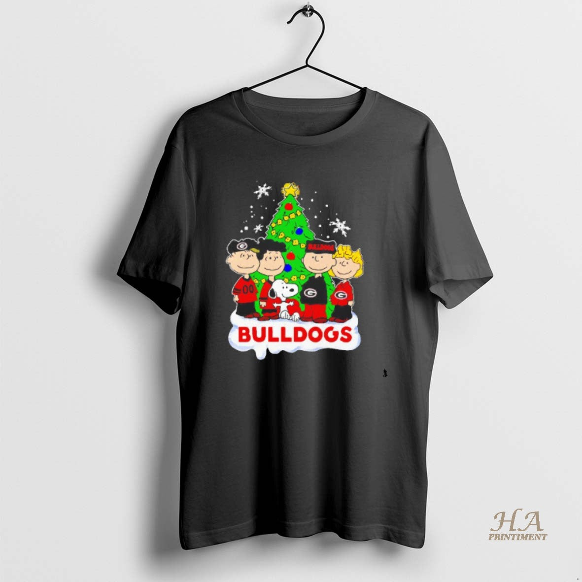 Official Georgia Bulldogs Peanuts Characters Christmas Tree Blackshirt Shirt Hoodie Sweatshirt | PurePodTees.com