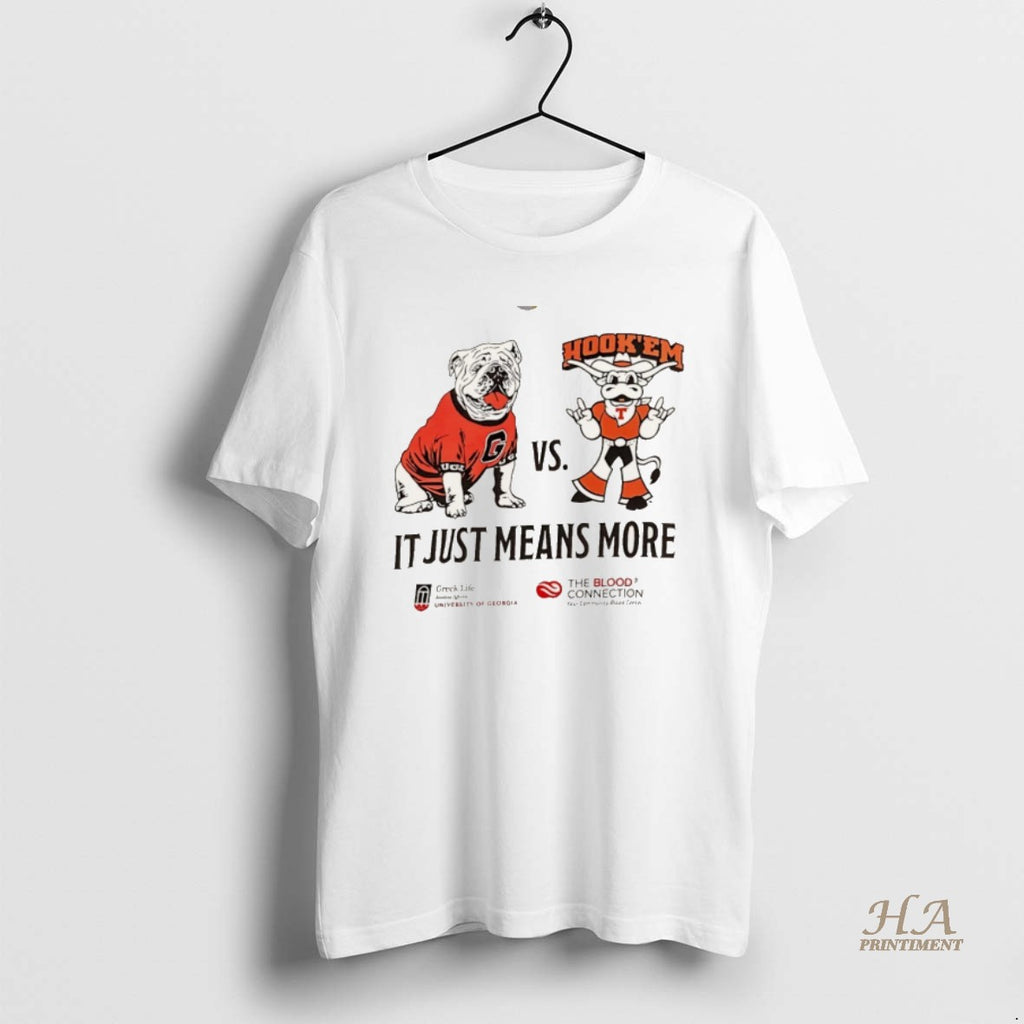 Official Georgia Bulldogs Vs Texas Longhorns It Just Means More Mascot Christmas Shirt Hoodie Sweatshirt | PurePodTees.com