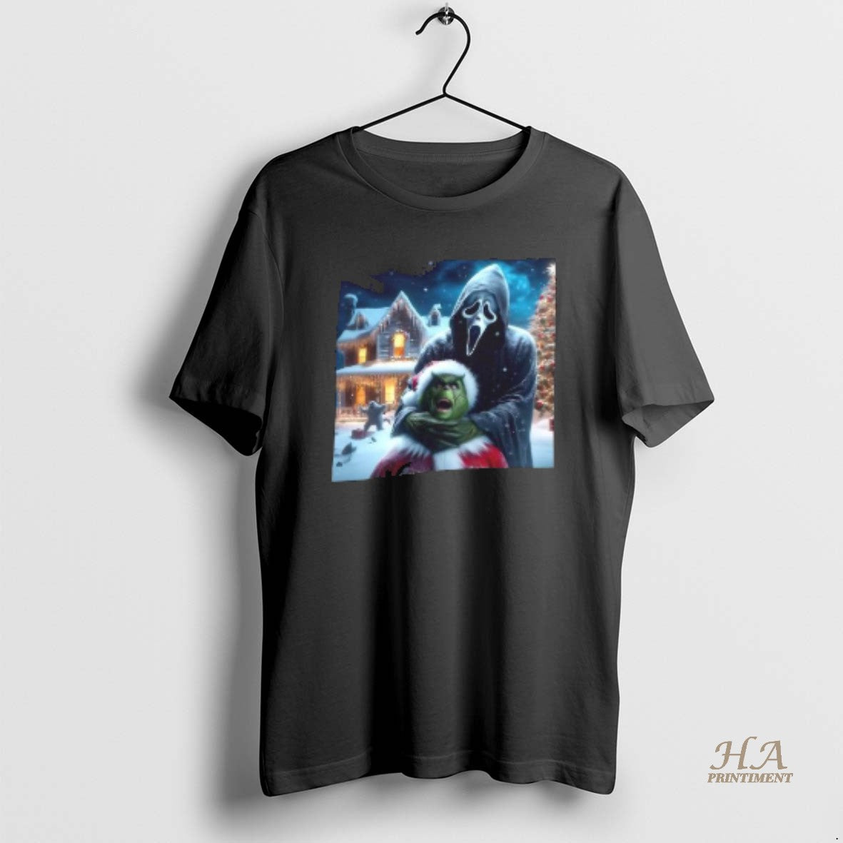 Official Ghostface Teaches Grinch A Lesson Horror Christmas Shirt Hoodie Sweatshirt | PurePodTees.com