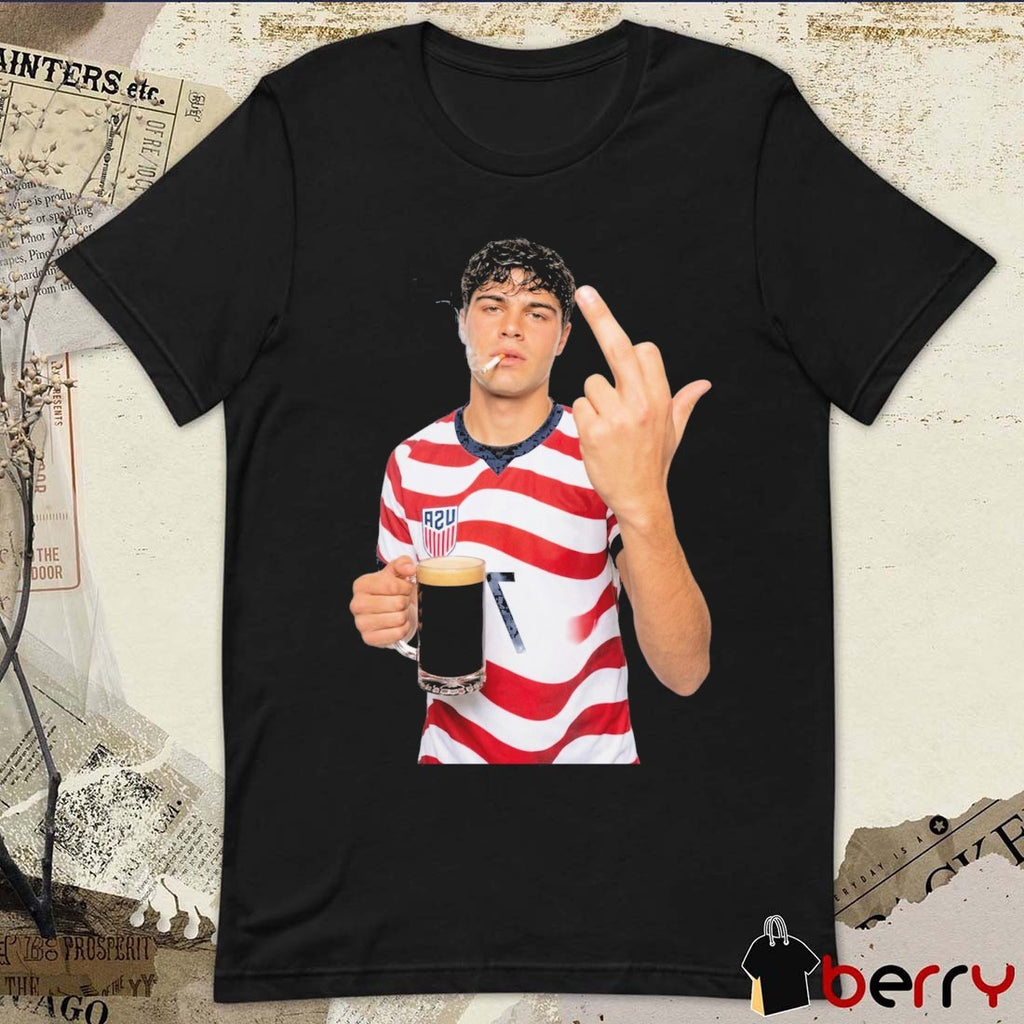 Gio Reyna Drink And Smoke Middle Finger US Soccer 2026 World Cup t-shirt