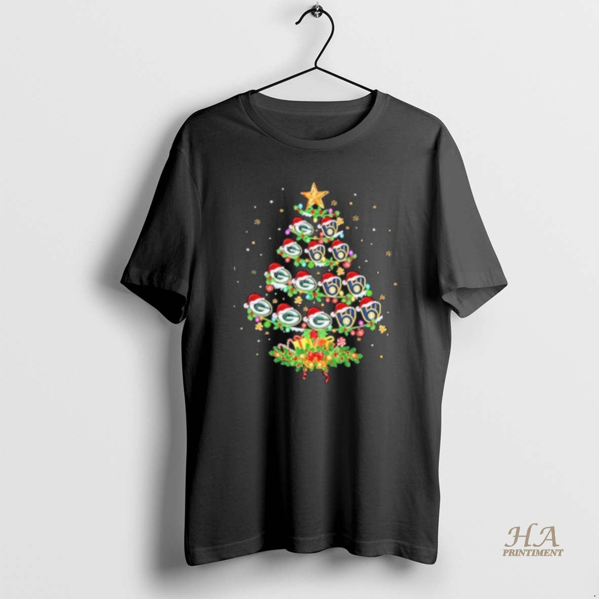 Official Green Bay Packers And Milwaukee Brewers Christmas Tree Two Teams Shirt Hoodie Sweatshirt | PurePodTees.com