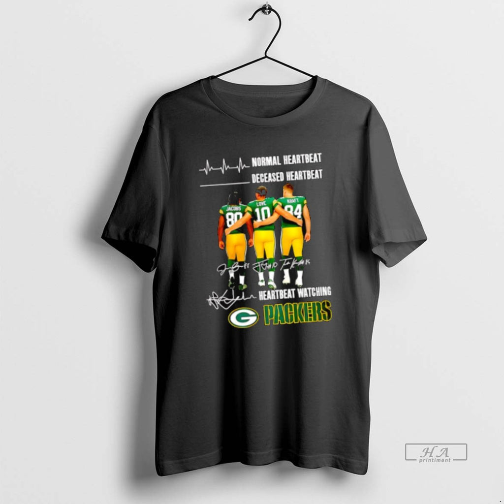 Official Green Bay Packers Players Normal Heartbeat Deceased Heartbeat Heartbeat Watching Packers Signatures Shirt Hoodie...