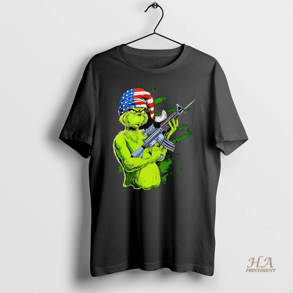 Official Grinch American Flag Bandana Ar 15 Mean One Shirt Hoodie Sweatshirt | PurePodTees.com